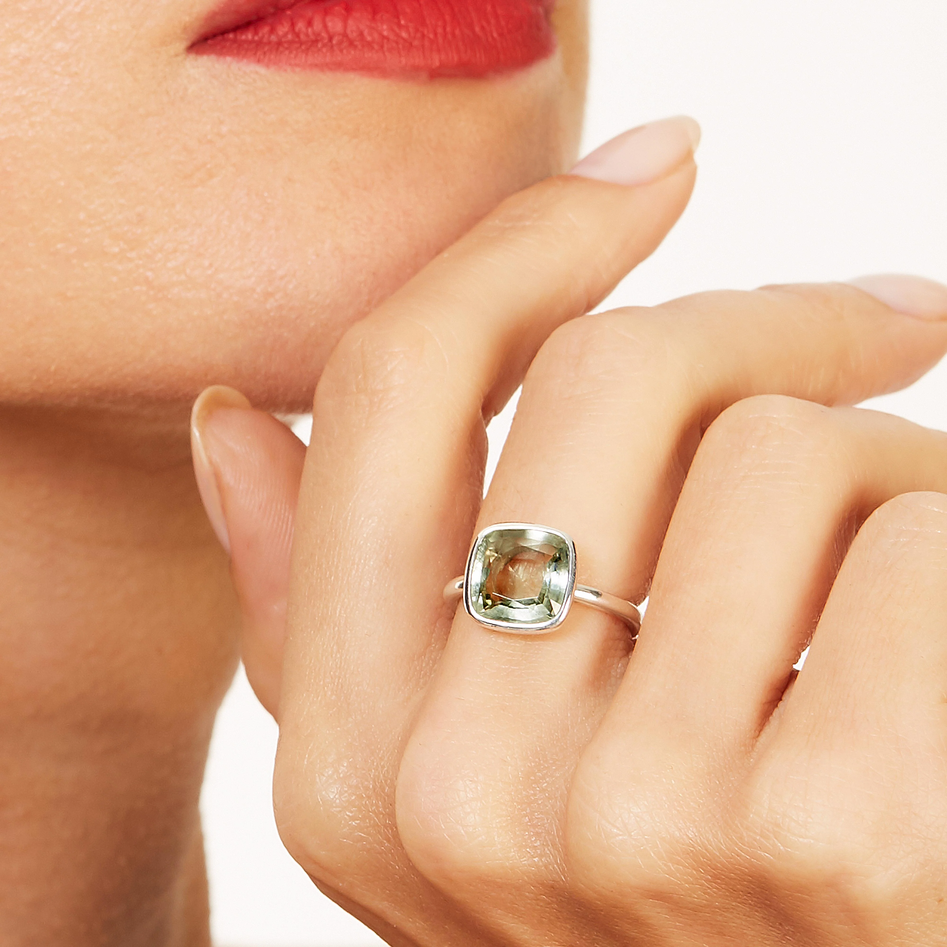 The Kate (Cushion Cut Prasiolite in Solid Sterling Silver) - Image 3